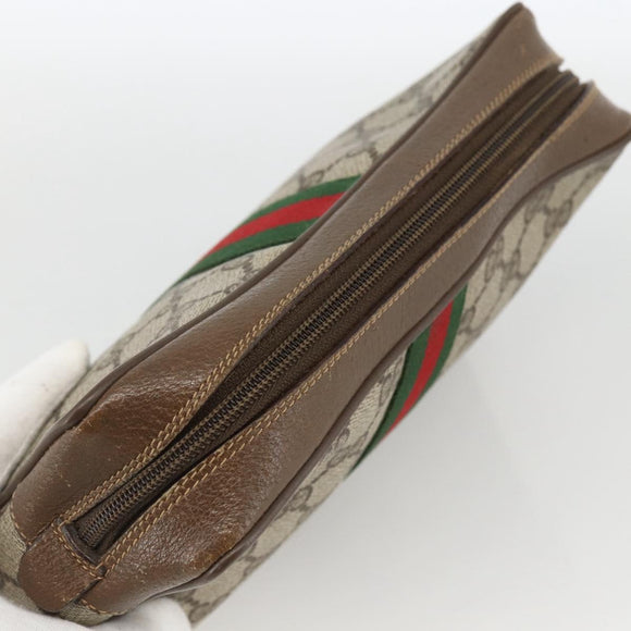 GUCCI GG Supreme Web Sherry Line Clutch Bag PVC Beige 89 01 012 Auth BA11226