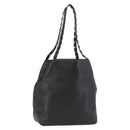 Salvatore Ferragamo Vala Chain Shoulder Bag Leather Black Silver Auth BA11227-1