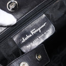 Salvatore Ferragamo Vala Chain Shoulder Bag Leather Black Silver Auth BA11227-12