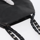 Salvatore Ferragamo Vala Chain Shoulder Bag Leather Black Silver Auth BA11227-6