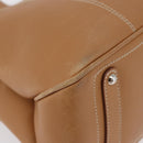 Salvatore Ferragamo Handtas Leer Beige Zilver Auth BA11228-9