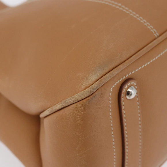 Salvatore Ferragamo Handtas Leer Beige Zilver Auth BA11228