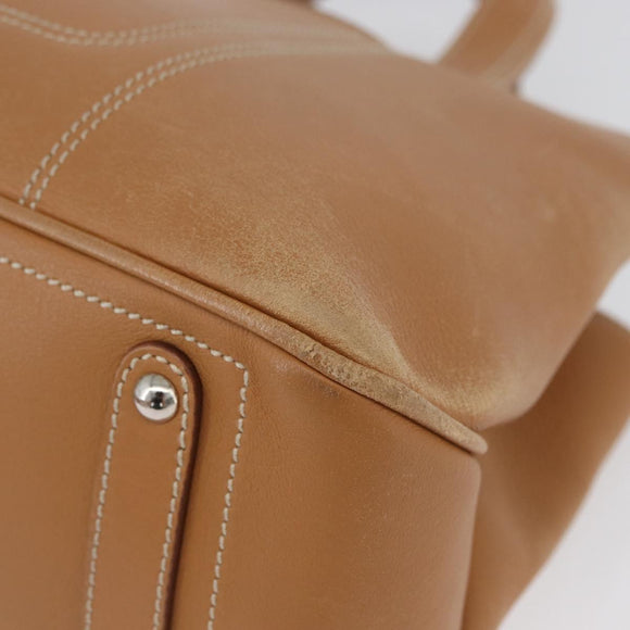 Salvatore Ferragamo Handtas Leer Beige Zilver Auth BA11228