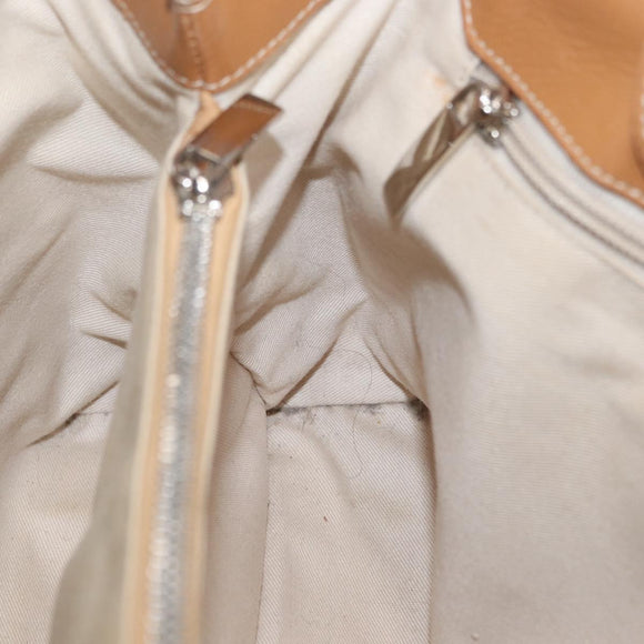 Salvatore Ferragamo Handtas Leer Beige Zilver Auth BA11228