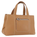 Salvatore Ferragamo Handtas Leer Beige Zilver Auth BA11228-1