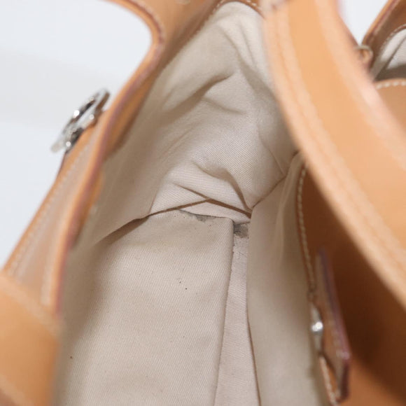 Salvatore Ferragamo Handtas Leer Beige Zilver Auth BA11228
