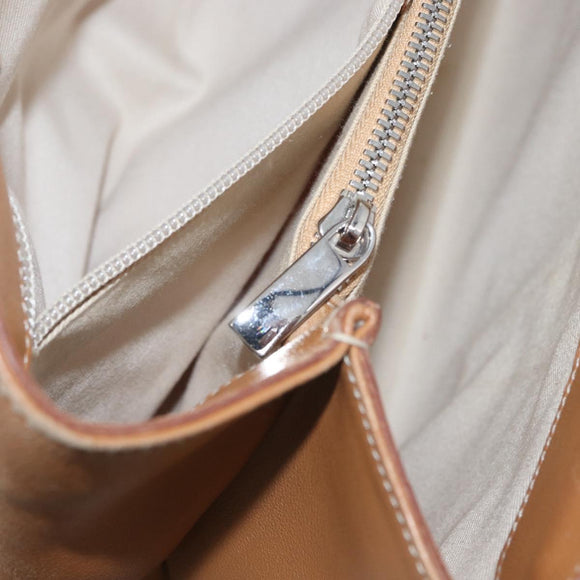 Salvatore Ferragamo Handtas Leer Beige Zilver Auth BA11228