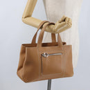 Salvatore Ferragamo Handtas Leer Beige Zilver Auth BA11228-27
