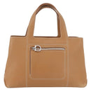 Salvatore Ferragamo Handtas Leer Beige Zilver Auth BA11228-13