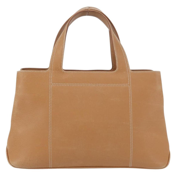 Salvatore Ferragamo Handtas Leer Beige Zilver Auth BA11228