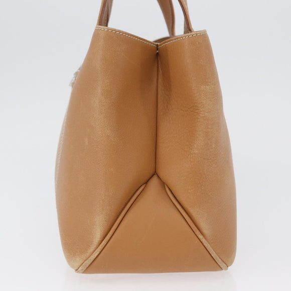 Salvatore Ferragamo Handtas Leer Beige Zilver Auth BA11228