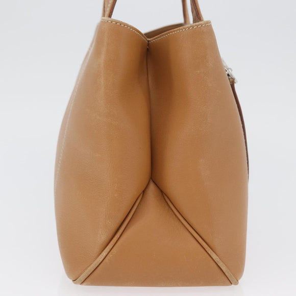 Salvatore Ferragamo Handtas Leer Beige Zilver Auth BA11228