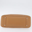 Salvatore Ferragamo Handtas Leer Beige Zilver Auth BA11228-5