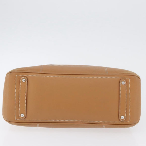 Salvatore Ferragamo Handtas Leer Beige Zilver Auth BA11228
