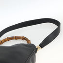 GUCCI Bamboo Shoulder Bag Leather 2way Black Gold 001 1577 Auth BA11229-14