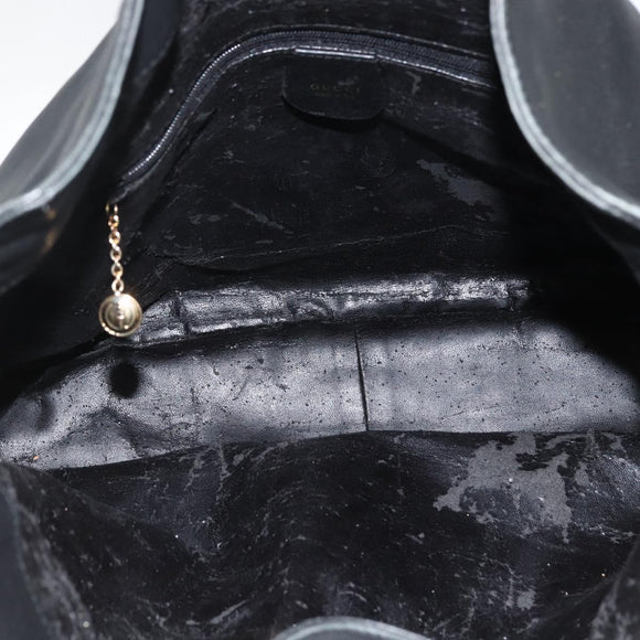 GUCCI Bamboo Shoulder Bag Leather 2way Black Gold 001 1577 Auth BA11229