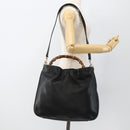 GUCCI Bamboo Shoulder Bag Leather 2way Black Gold 001 1577 Auth BA11229-23