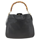 GUCCI Bamboo Shoulder Bag Leather 2way Black Gold 001 1577 Auth BA11229-13