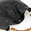 GUCCI Bamboo Shoulder Bag Leather 2way Black Gold 001 1577 Auth BA11229-6