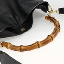 GUCCI Bamboo Shoulder Bag Leather 2way Black Gold 001 1577 Auth BA11229-7