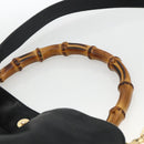 GUCCI Bamboo Shoulder Bag Leather 2way Black Gold 001 1577 Auth BA11229-8