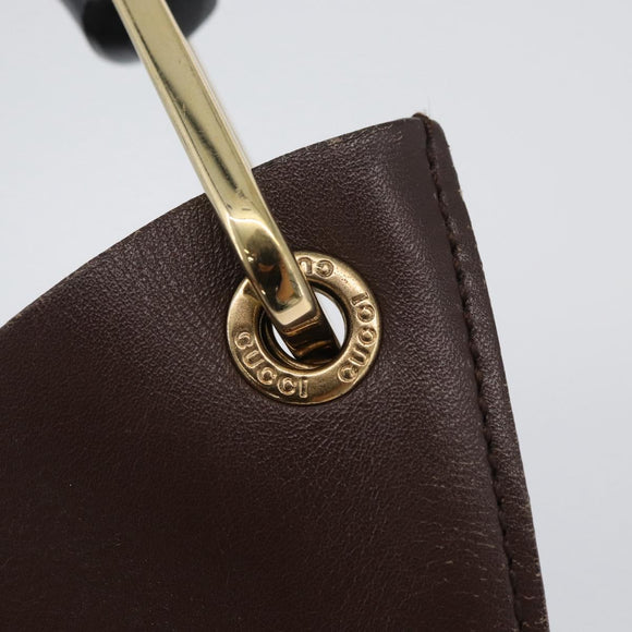 GUCCI Bamboe Schoudertas Leer Bruin Goud 001 2058 1881 0 Auth BA11231