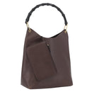GUCCI Bamboe Schoudertas Leer Bruin Goud 001 2058 1881 0 Auth BA11231-1