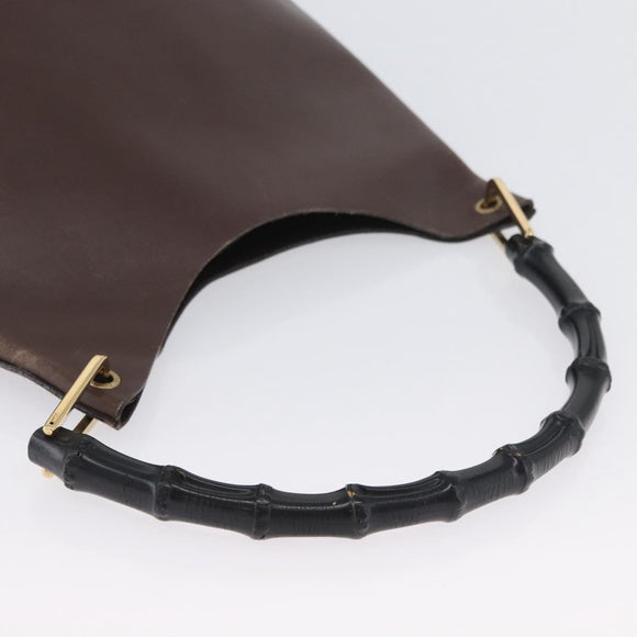 GUCCI Bamboe Schoudertas Leer Bruin Goud 001 2058 1881 0 Auth BA11231