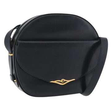 CARTIER Shoulder Bag Leather Black Gold Auth BA11234