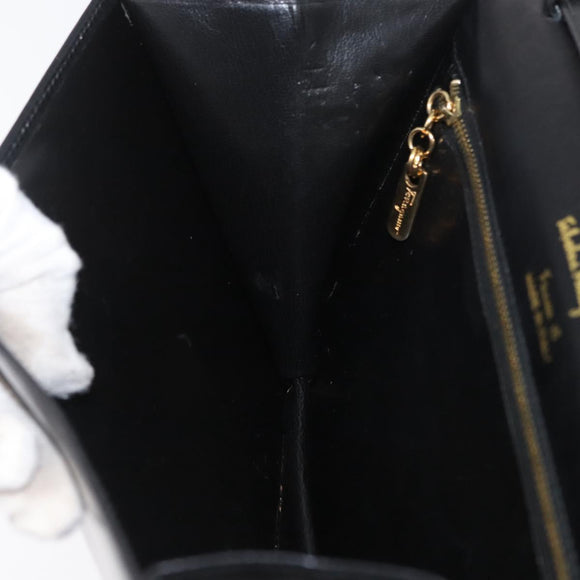 Salvatore Ferragamo Shoulder Bag Leather Black Gold Auth BA11236