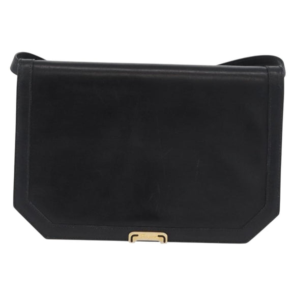 Salvatore Ferragamo Shoulder Bag Leather Black Gold Auth BA11236