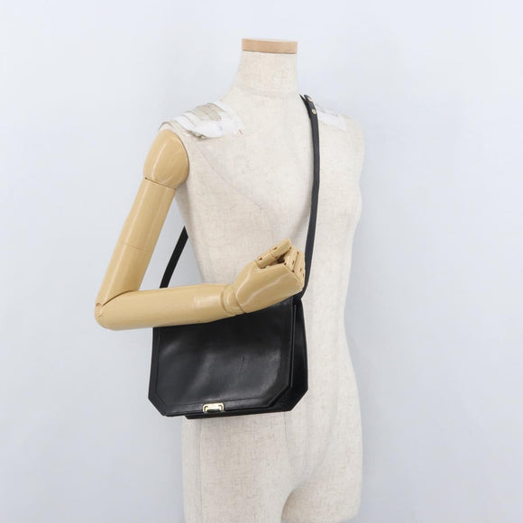 Salvatore Ferragamo Shoulder Bag Leather Black Gold Auth BA11236