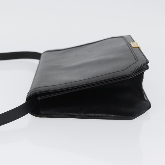 Salvatore Ferragamo Shoulder Bag Leather Black Gold Auth BA11236