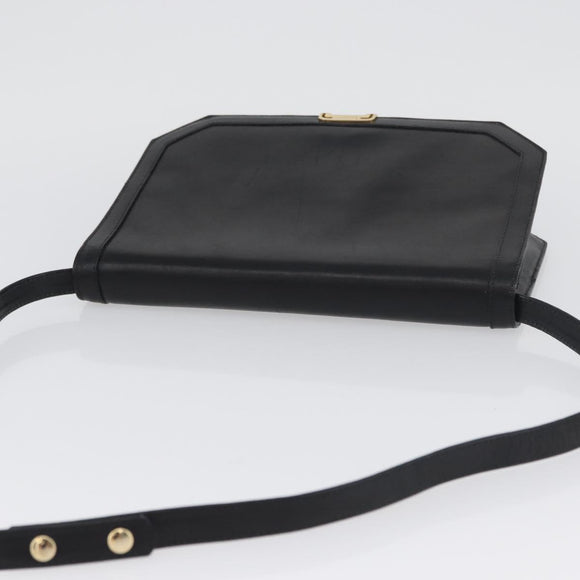 Salvatore Ferragamo Shoulder Bag Leather Black Gold Auth BA11236
