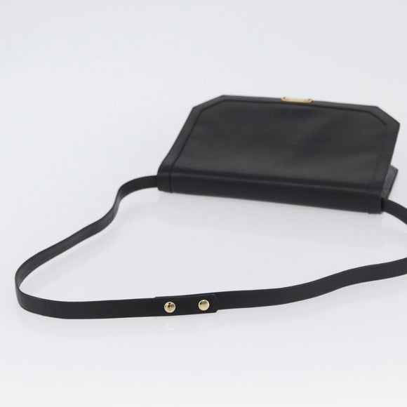 Salvatore Ferragamo Shoulder Bag Leather Black Gold Auth BA11236