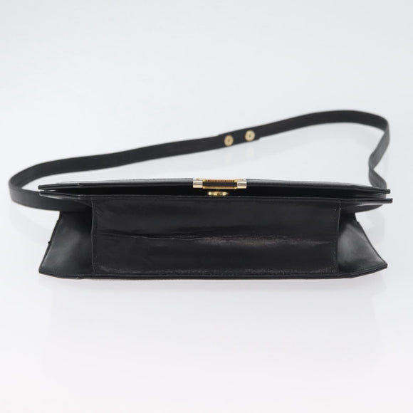 Salvatore Ferragamo Shoulder Bag Leather Black Gold Auth BA11236
