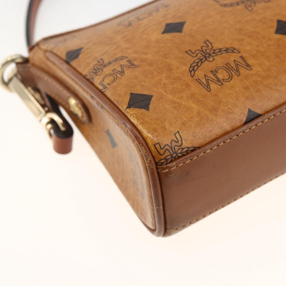 MCM Vicetos Logogram Shoulder Bag PVC Leather Brown Gold Auth BA11237