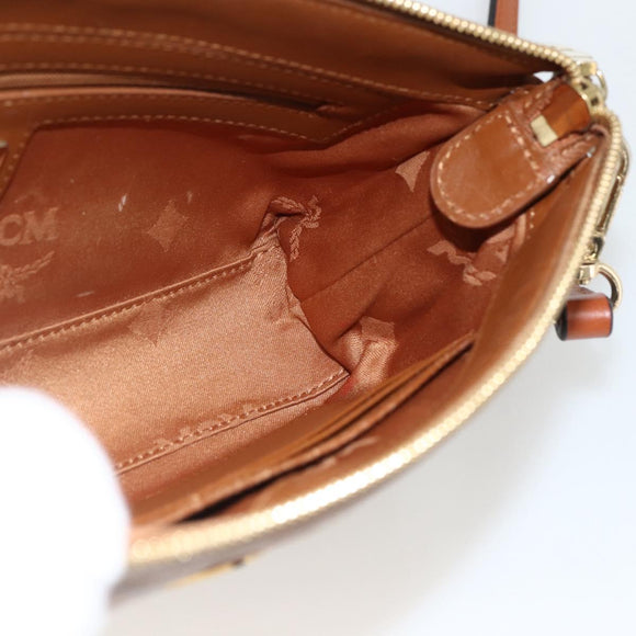 MCM Vicetos Logogram Shoulder Bag PVC Leather Brown Gold Auth BA11237