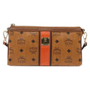 MCM Vicetos Logogram Shoulder Bag PVC Leather Brown Gold Auth BA11237-2