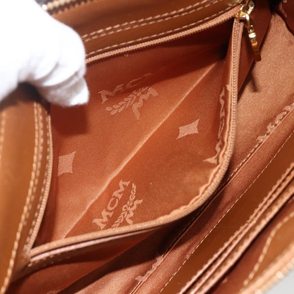 MCM Vicetos Logogram Shoulder Bag PVC Leather Brown Gold Auth BA11237