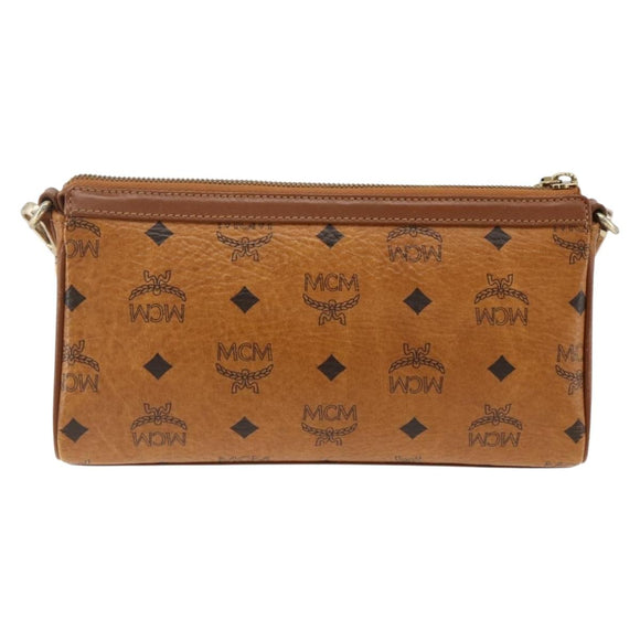 MCM Vicetos Logogram Shoulder Bag PVC Leather Brown Gold Auth BA11237