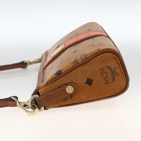 MCM Vicetos Logogram Shoulder Bag PVC Leather Brown Gold Auth BA11237