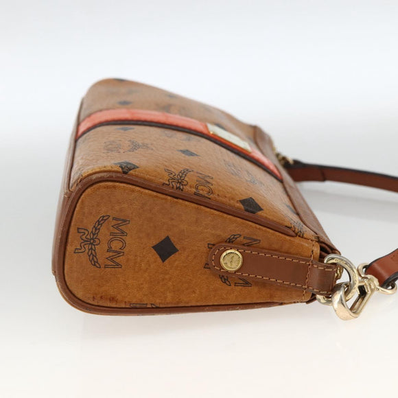 MCM Vicetos Logogram Shoulder Bag PVC Leather Brown Gold Auth BA11237