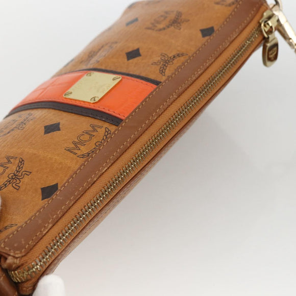 MCM Vicetos Logogram Shoulder Bag PVC Leather Brown Gold Auth BA11237