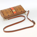 MCM Vicetos Logogram Shoulder Bag PVC Leather Brown Gold Auth BA11237-7