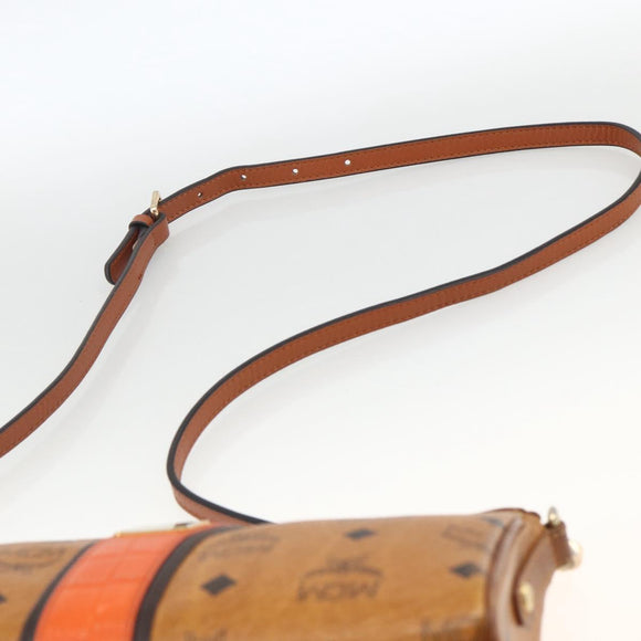 MCM Vicetos Logogram Shoulder Bag PVC Leather Brown Gold Auth BA11237