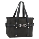 BVLGARI Hand Bag Canvas Leather Black Silver Auth BA11246-1