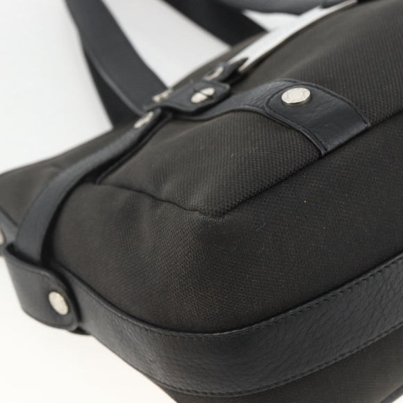 BVLGARI Hand Bag Canvas Leather Black Silver Auth BA11246