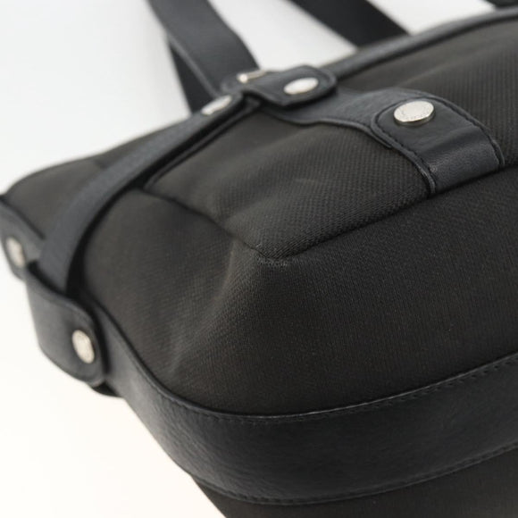 BVLGARI Hand Bag Canvas Leather Black Silver Auth BA11246