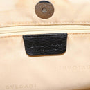 BVLGARI Hand Bag Canvas Leather Black Silver Auth BA11246-17